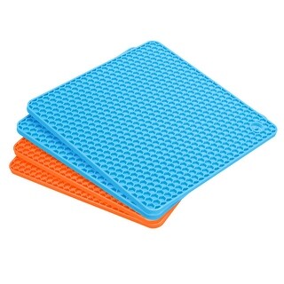 Silicone Trivet Mats Pcs Pot Holders For Hot Pan Pot Counter Mats Orange Blue Bed Bath